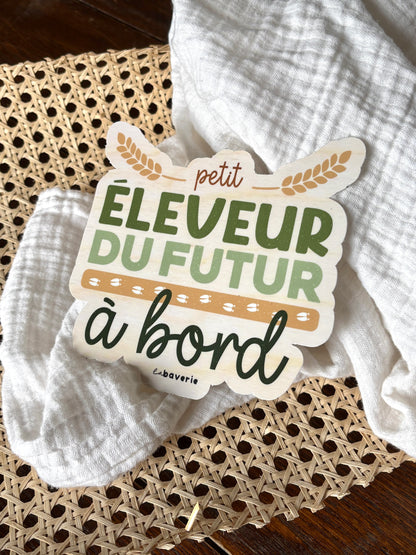 Autocollant voiture « Petit éleveur du futur à bord »