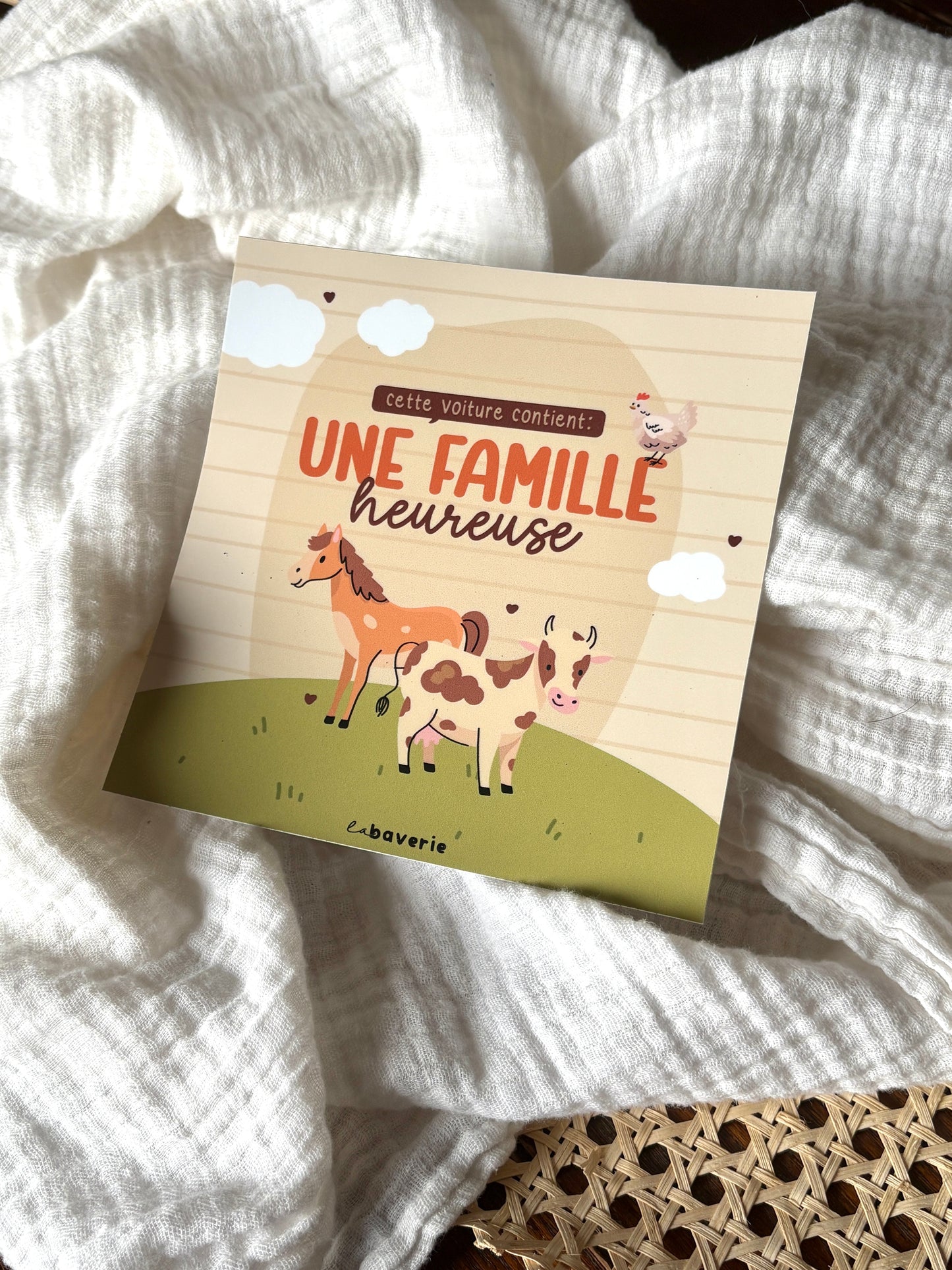 Autocollant voiture « Cette voiture contient : Une famille heureuse »