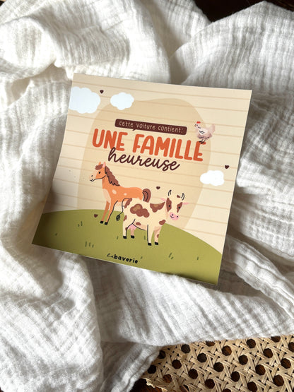 Autocollant voiture « Cette voiture contient : Une famille heureuse »