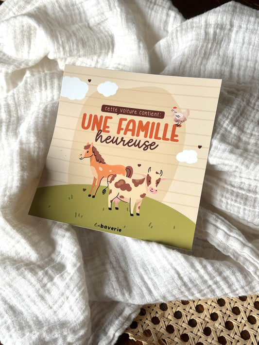 Autocollant voiture « Cette voiture contient : Une famille heureuse »