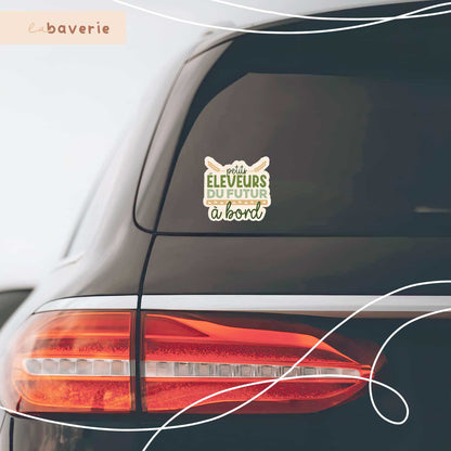 Autocollant voiture « Petits éleveurs du futur à bord »